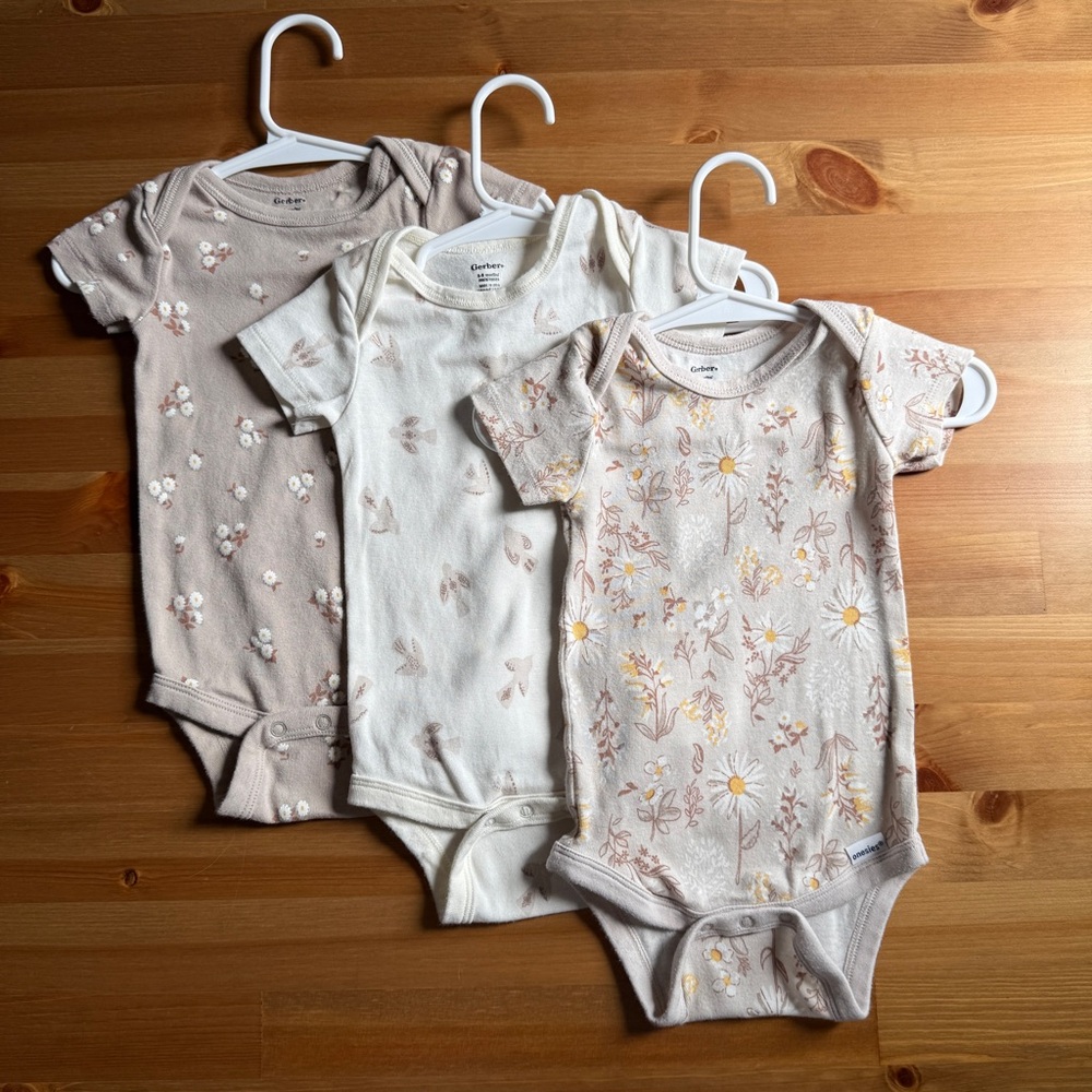 3 pcs Gerber 6-9 months Bodysuits Set Soft Cotton One Pieces